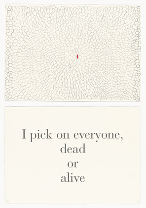 Louise Bourgeois. I Pick on Everyone, Dead or Alive, no. 4 of 9, from the series, What Is the Shape of This Problem? 1999