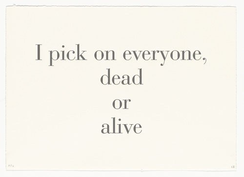 Louise Bourgeois. I Pick on Everyone, Dead or Alive, no. 4 of 9, from the series, What Is the Shape of This Problem? 1999