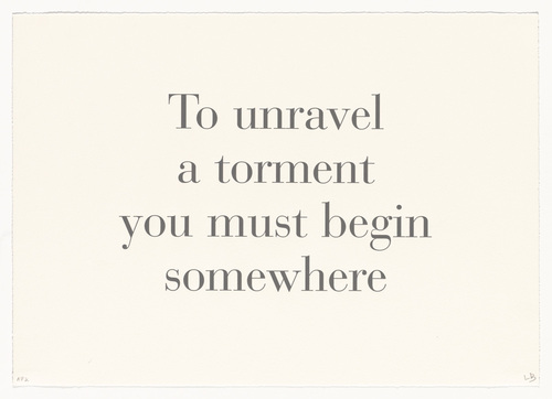 Louise Bourgeois. To Unravel a Torment You Must Begin Somewhere, no. 8 of 9, component B, from the series, What Is the Shape of This Problem? 1999