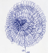 Louise Bourgeois. Blue ball point pen and ink on envelope drawing for print #1 for Homely Girl, A Life. 1991