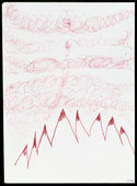 Louise Bourgeois. Red ball point pen and ink on envelope drawing for print #9 for Homely Girl, A Life. 1991