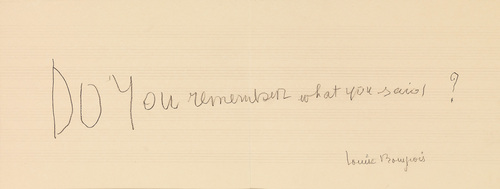 Louise Bourgeois. Text in Nothing to Remember (set 4), from the series of folio sets (1-6). 2004-2006
