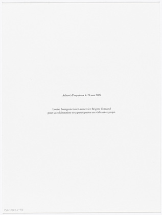 Louise Bourgeois. Aux Vieilles Tapisseries: 44 Sentences de Louise Bourgeois. 2005