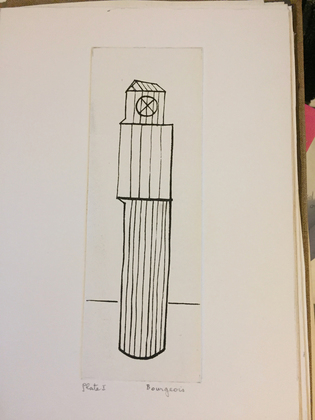 Louise Bourgeois. Plate 1 of 9, from the illustrated book, He Disappeared into Complete Silence, first edition (Example 18). 1984, after a 1947 impression