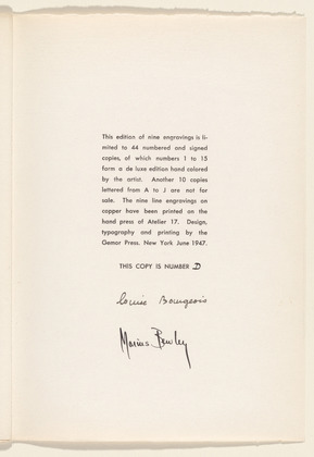 Louise Bourgeois. He Disappeared into Complete Silence, first edition (Example 3). 1947
