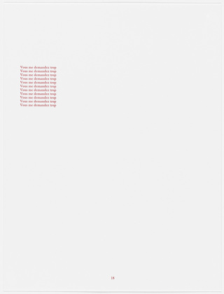Louise Bourgeois. Aux Vieilles Tapisseries: 44 Sentences de Louise Bourgeois, text 18 of 44. 2005