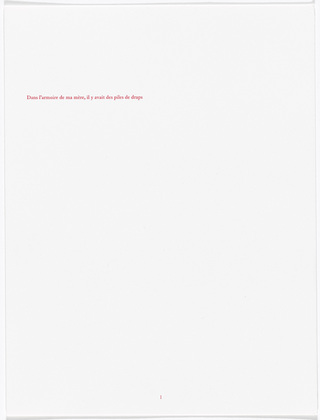Louise Bourgeois. Aux Vieilles Tapisseries: 44 Sentences de Louise Bourgeois, text 1 of 44. 2005