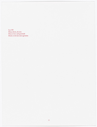 Louise Bourgeois. Aux Vieilles Tapisseries: 44 Sentences de Louise Bourgeois, text 33 of 44. 2005