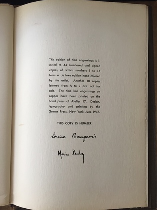 Louise Bourgeois. He Disappeared into Complete Silence, first edition (Example 6). 1947
