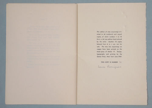 Louise Bourgeois. He Disappeared into Complete Silence, first edition (Example 7). 1947
