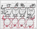 Louise Bourgeois. Quartet of the 4 Obese Singing Ladies (Study for Quartet of the 4 Obese Singing Ladies). 2001