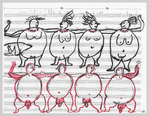 Louise Bourgeois. Quartet of the 4 Obese Singing Ladies (Study for Quartet of the 4 Obese Singing Ladies). 2001