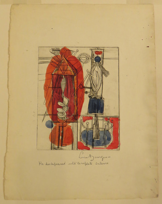 Louise Bourgeois. Plate 7 of 9, from the illustrated book, He Disappeared into Complete Silence. 1946-1947