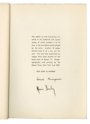 Louise Bourgeois. He Disappeared into Complete Silence, first edition (Example 10). 1947